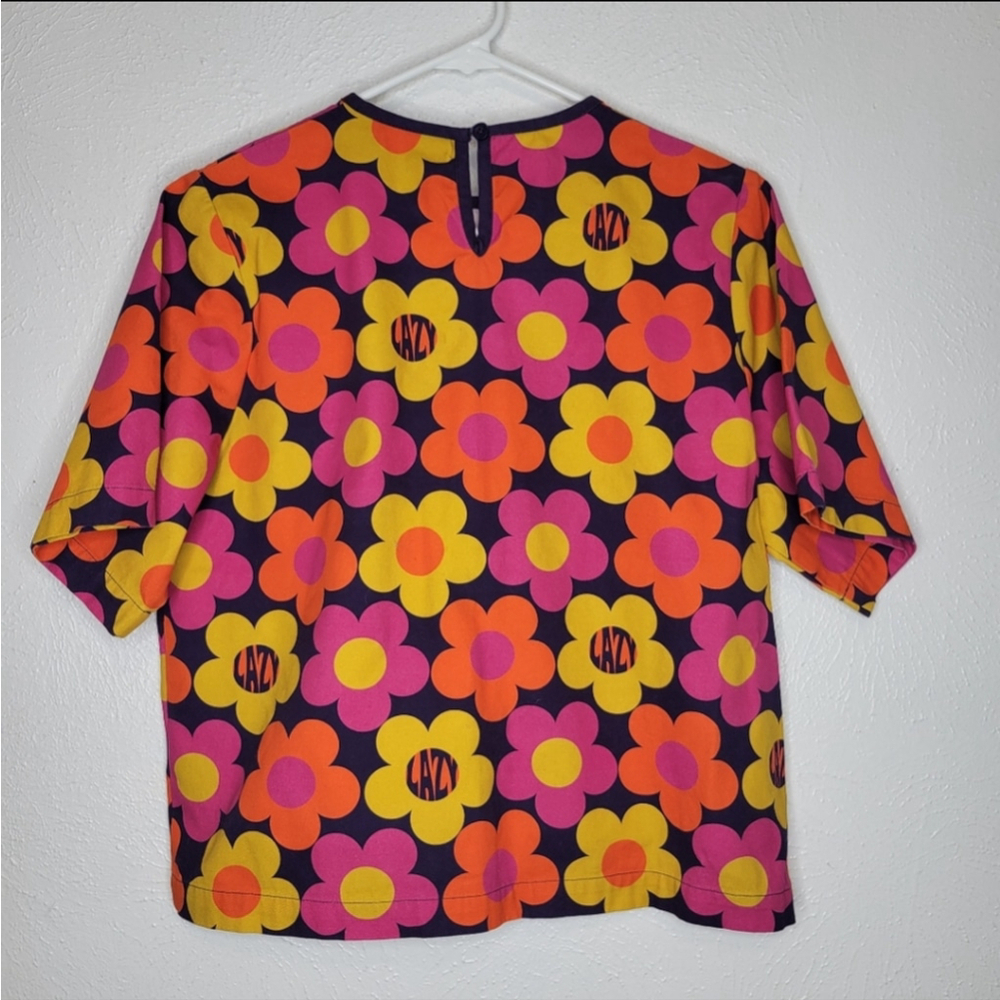 Lazy Oaf 70's Floral Print T-Shirt Women's Size Small - Picture 5 of 15
